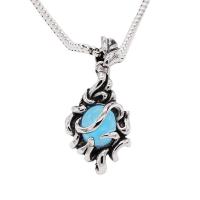 Titanium Steel Pendants with Glass Fire vintage & fashion jewelry & DIY blue 30mm Sold By PC