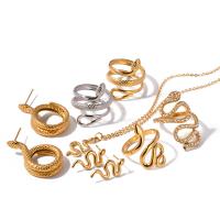 Stainless Steel smycken Ställer, 304 rostfritt stål, med 2inch extender kedja, Snake, 18K guldpläterad, mode smycken & olika stilar för val & för kvinna, gyllene, Längd Ca 15.7 , Säljs av PC