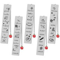 304 Stainless Steel Bookmark Unisex & with letter pattern & with rhinestone original color Sold By PC