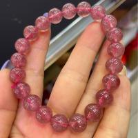 Quartz Bracelets Strawberry Quartz Round fashion jewelry & Unisex pink Length Approx 18 cm Sold By PC