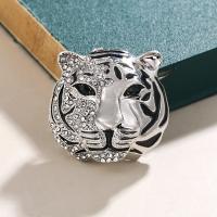 Zinc Alloy Brooches Tiger plated for woman & enamel & with rhinestone Sold By PC
