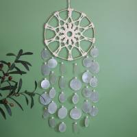 Fashion Dream Catcher Feather with Cotton Thread & Capiz Shell & Wood fashion jewelry white Sold By PC