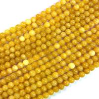 Perle en peirre jaune, Pierre jaune, Rond, poli, DIY & normes différentes pour le choix, Vendu par Environ 38 cm brin