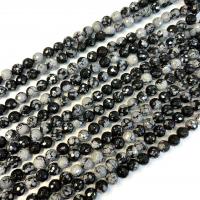 Snowflake obsidian perler, Runde, poleret, du kan DIY & forskellig størrelse for valg, Solgt Per Ca. 38 cm Strand