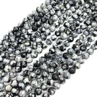 Sneeuwvlok Obsidiaan Beads, Ronde, gepolijst, DIY & verschillende grootte voor keus, Per verkocht Ca 38 cm Strand