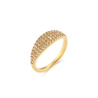 Cubic Zirconia rustfrit stål fingre Ringe, 304 rustfrit stål, mode smykker & forskellig størrelse for valg & Micro Pave cubic zirconia & for kvinde, gylden, Solgt af PC