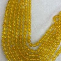 Fashion Glass Beads Round DIY yellow Sold Per Approx 38 cm Strand