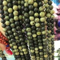 Gemstone Smycken Pärlor, Grön grässten, Rund, DIY & olika storlek för val, blandade färger, Såld Per Ca 38 cm Strand
