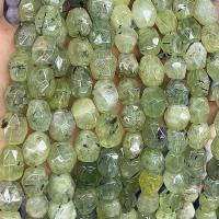 Koraliki z kameniem szlachetnym, Prehnit, Bryłki, DIY & fasetowany, zielony, 12x16mm, sprzedawane na około 38 cm Strand
