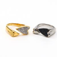 Titanium Steel Finger Ring Heart Vacuum Ion Plating & for woman & with rhinestone heart 9mm Sold By PC