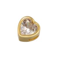 Brass Slide Charm with Cubic Zirconia Heart plated DIY nickel lead & cadmium free Approx Sold By PC