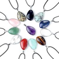 Biżuteria wisiorki kamienie, Kamień szlachetny, ze żelazo, Owal, DIY & do wyboru różne materiały, dostępnych więcej kolorów, 22x32mm, sprzedane przez PC