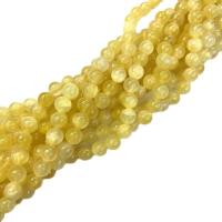 Gemstone smykker perler, Gipssten, Runde, poleret, du kan DIY & forskellig størrelse for valg, gul, klasse A, Solgt Per Ca. 38 cm Strand
