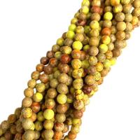 Perles bijoux en pierres gemmes, Jaspe d'impression, Rond, poli, DIY & normes différentes pour le choix, Jaune, Vendu par Environ 38 cm brin