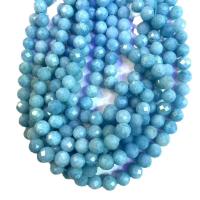 Perline giada, Cerchio, lucido, DIY & formato differente per scelta, blu, Venduto per Appross. 38 cm filo