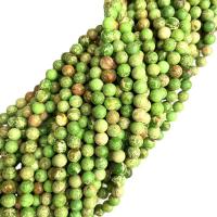 Perles bijoux en pierres gemmes, Jaspe d'impression, Rond, poli, DIY & normes différentes pour le choix, vert, Vendu par Environ 38 cm brin