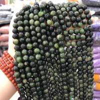 Koraliki z kameniem szlachetnym, Kamień naturalny, Koło, DIY, zielony, 6mm, sprzedawane na około 38 cm Strand