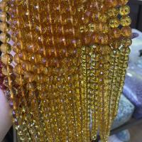 Naturlig Citrin pärlor, Rund, DIY & fasetterad, gul, 6mm, Såld Per Ca 38 cm Strand