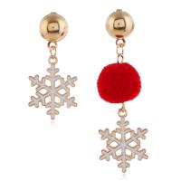 Christmas Earrings Zinc Alloy with Cloth gold color plated Christmas Design & for woman & enamel Sold By Pair