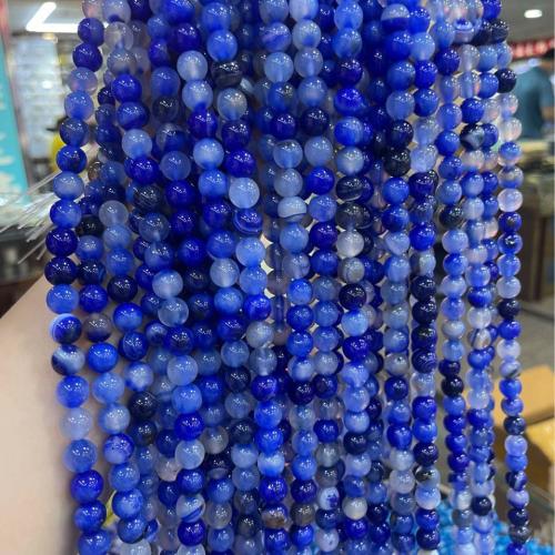 Φυσικό χάντρες Agate Lace, δαντέλα αχάτη, Γύρος, DIY & διαφορετικό μέγεθος για την επιλογή, μπλε, Sold Per Περίπου 38 cm Strand
