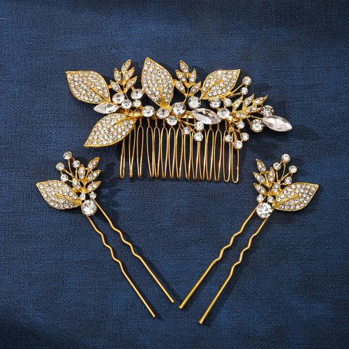 Mixed Hair Accessories hair comb & hair stick Zinc Alloy plated three pieces & for woman & with rhinestone nickel lead & cadmium free Hair comb 120*65mm hair pin 90*35mm Sold By Set
