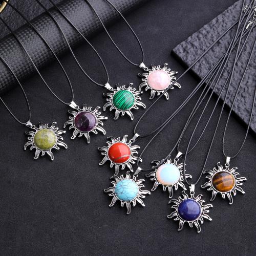 Gemstone Pendants Jewelry with Zinc Alloy Sun plated DIY Sold By PC