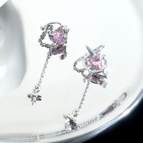 Brass Earring Clip with Glass Rhinestone plated fashion jewelry & for woman nickel lead & cadmium free  mm mm;  mm mm Sold By PC
