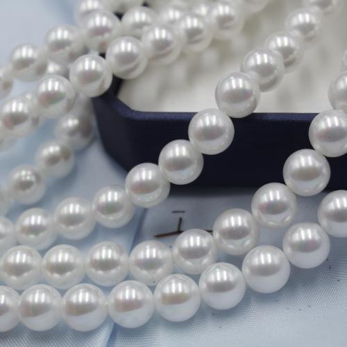 ガラス真珠ビーズ, ガラスパール, ラウンド形, DIY & 異なるサイズの選択, ホワイト, で販売される 約 40 センチ ストランド