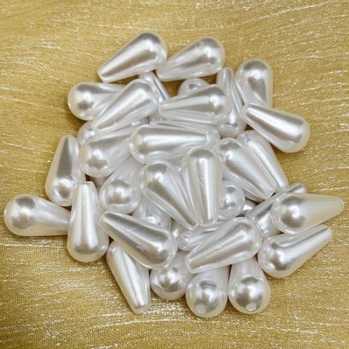 Plastic Beads Plastic Pearl Teardrop DIY white Sold By Bag