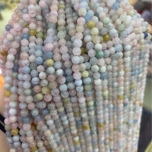 مجوهرات الأحجار الكريمة الخرز, مورغانيتي, جولة, ديي & حجم مختلفة للاختيار, الألوان المختلطة, تباع لكل تقريبا 38 سم حبلا