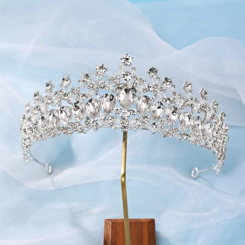 Bridal Tiaras Zinc Alloy silver color plated fashion jewelry & for woman & with rhinestone silver color nickel lead & cadmium free Sold By PC