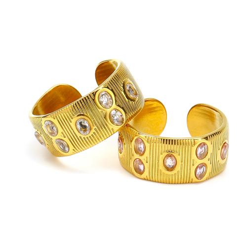 Ring Finger Titantium stali, biżuteria moda & dla kobiety & z kamieniem, złoty, ring width 9mm, sprzedane przez PC