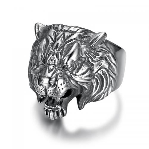Anel de dedo de aço inoxidável, Aço inoxidável 304, Tigre, joias de moda & tamanho diferente para a escolha & para o homem, cor original, vendido por PC