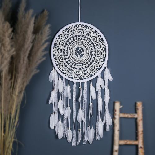 Fashion Dream Catcher Feather with Rattan & Nylon & Iron for home and office white 960mm Sold By PC