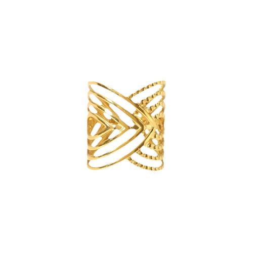 Anel de dedo de aço inoxidável, Aço inoxidável 304, joias de moda & para mulher & vazio, dourado, vendido por PC