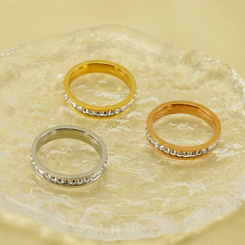 Cubic Zirconia rustfrit stål fingre Ringe, 304 rustfrit stål, mode smykker & Micro Pave cubic zirconia & for kvinde, flere farver til valg, Solgt af PC