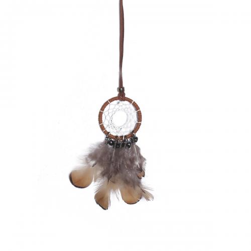 Fashion Dream Catcher Feather with Rattan & Nylon & Iron handmade for home and office brown 130mm Sold By PC