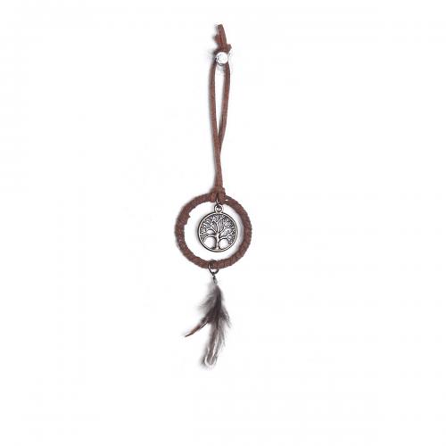 Fashion Dream Catcher Feather with Rattan & Nylon & Iron Tree handmade for home and office brown 80mm Sold By PC