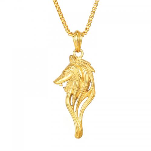Stainless Steel Animal Pendants 304 Stainless Steel Wolf Vacuum Ion Plating DIY Sold By PC