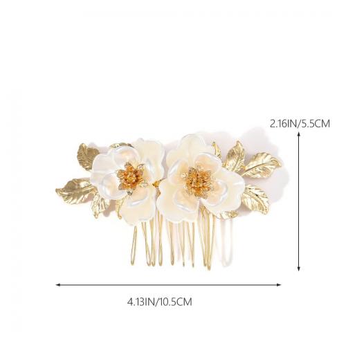 Decorative Hair Combs Iron with Resin petals for woman gold Sold By PC