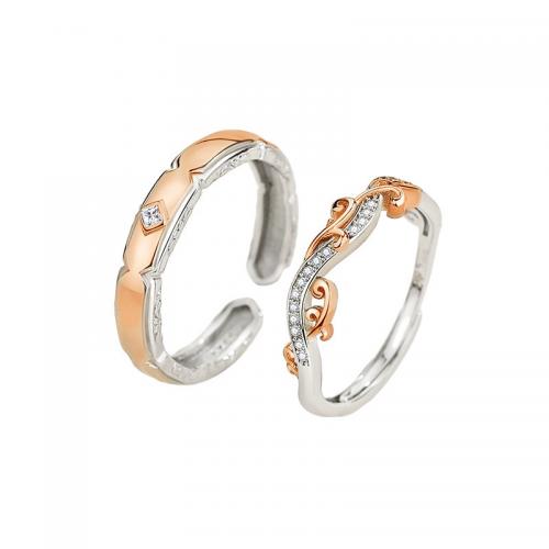 925 sterling zilver paar Ring, plated, verschillende stijlen voor de keuze & micro pave zirconia & voor paar, Maat:6-8.5, Verkocht door PC