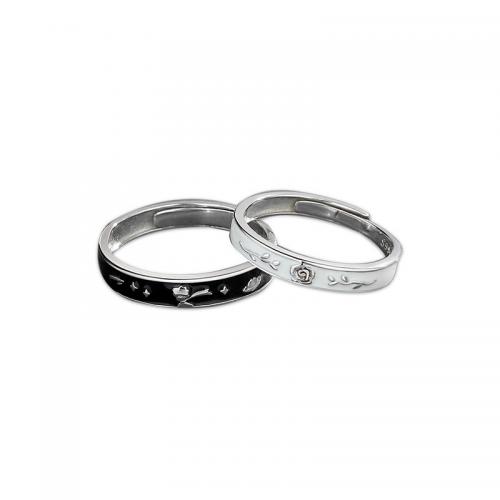 Plata de ley 925 anillo de los pares, chapado en platina real, diferentes estilos para la opción & pegamento de gota & para la pareja, tamaño:8.5-9, Vendido por UD