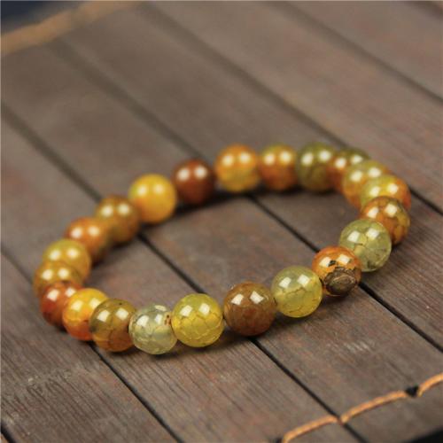 Agate Jewelry Bracelet Dragon Veins Agate Round fashion jewelry & Unisex mixed colors Length Approx 18 cm Sold By PC