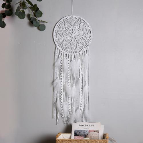 Fashion Dream Catcher Feather with Lace & Nylon & Iron handmade for home and office white 900mm Sold By PC