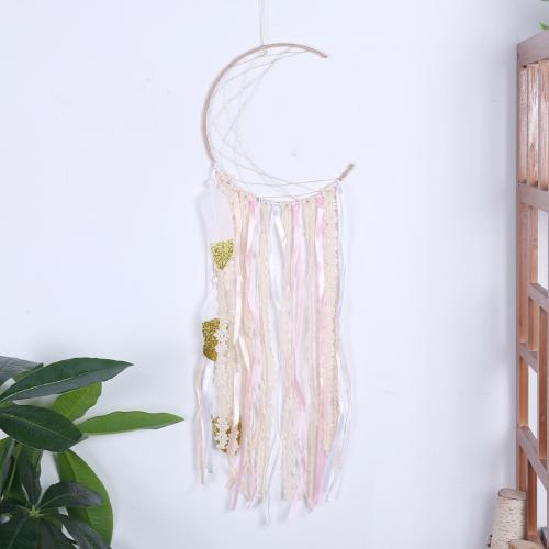 Fashion Dream Catcher Feather with Lace & Nylon & Iron Moon handmade for home and office mixed colors 600mm Sold By PC