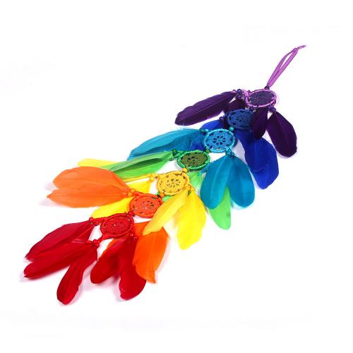 Fashion Dream Catcher Feather with Cotton Thread & Wood & Iron handmade for home and office multi-colored 660mm Sold By PC