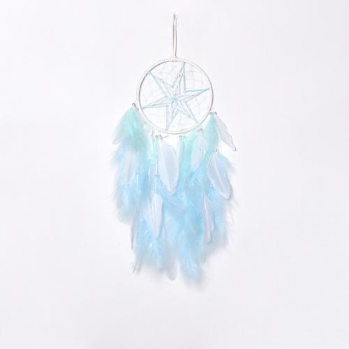 Fashion Dream Catcher Feather with Rattan & Nylon & Iron handmade for home and office blue 500mm Sold By PC