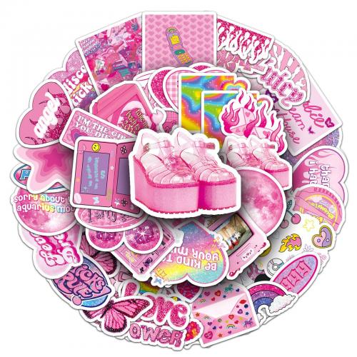 Sticker Paper PVC Plastic with Adhesive Sticker cute & waterproof Single 4-5CM Approx Sold By Bag