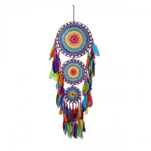 Fashion Dream Catcher Feather with Rattan & Nylon & Iron handmade for home and office multi-colored 1100mm Sold By PC