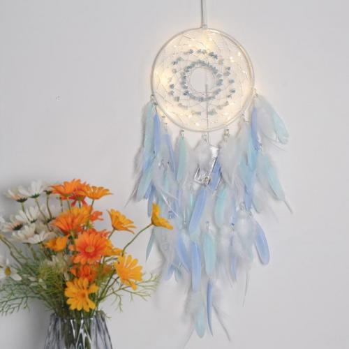 Fashion Dream Catcher Feather with Natural Gravel & Nylon & Iron handmade for home and office mixed colors 630mm Sold By PC